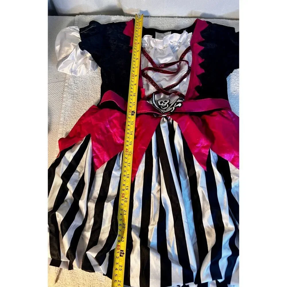 Fancy Pirate Costume Dress Pink White Black Child Size Large